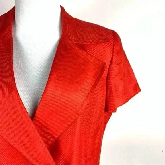 Linda Allard Ellen Tracy blazer size 10 red 100% linen double breasted 80s 90s - Picture 3 of 12